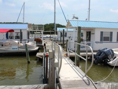 view of a boat house in slip