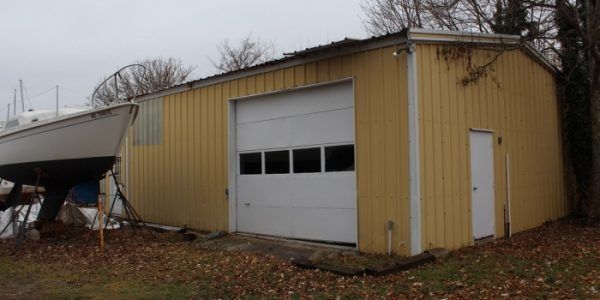 exterior of storage building with garage