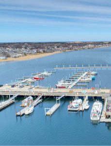 Aerial view of MacMillan Wharf in Provincetown